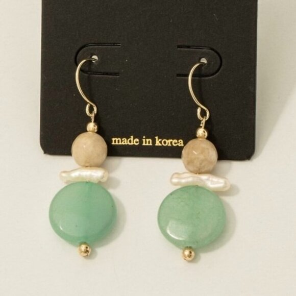 ANALEIA STONE AND PEARL DROP EARRINGS - Picture 1 of 1